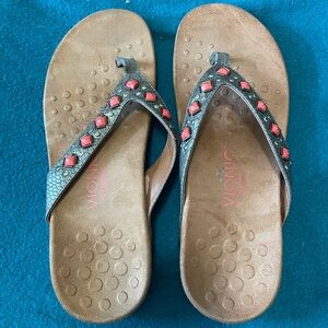 Vionic Black Sandals with Red Accents